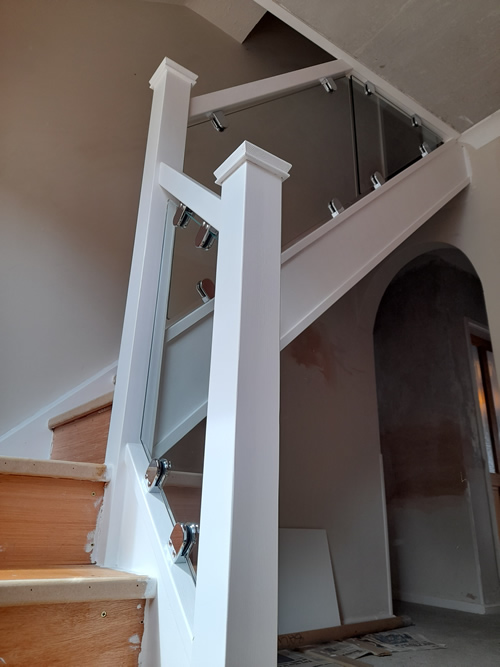 recent Softwood and glass staircase renovation in Bolton 5