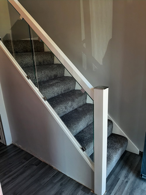 recent Softwood and glass staircase renovation in Wigan 2