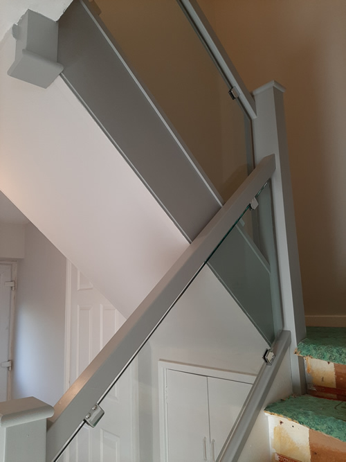 recent Softwood and glass staircase renovation Westhoughton 4